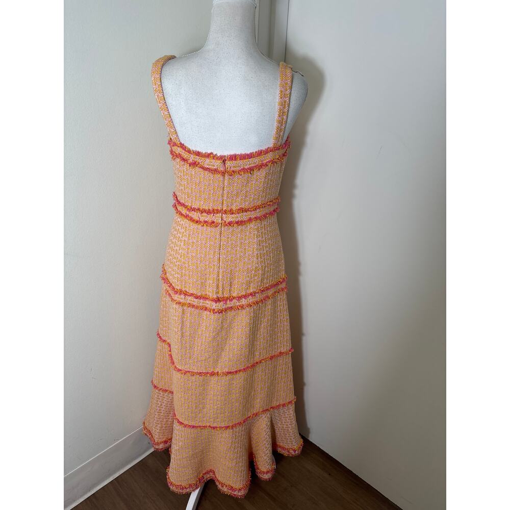 Alexis Pink Yellow Betine Tweed Midi Dress Sz S - Picture 4 of 6